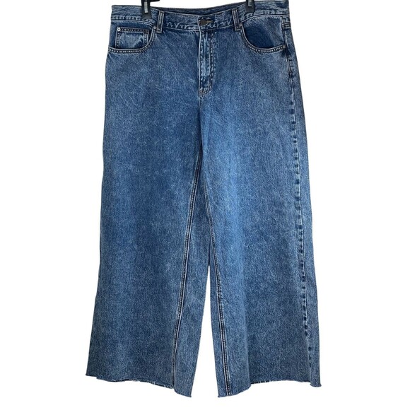 Urban Outfitters BDG Wide Leg Denim Jeans Size 34 x 30  A-Wide Raw Hem High Rise - Picture 1 of 8